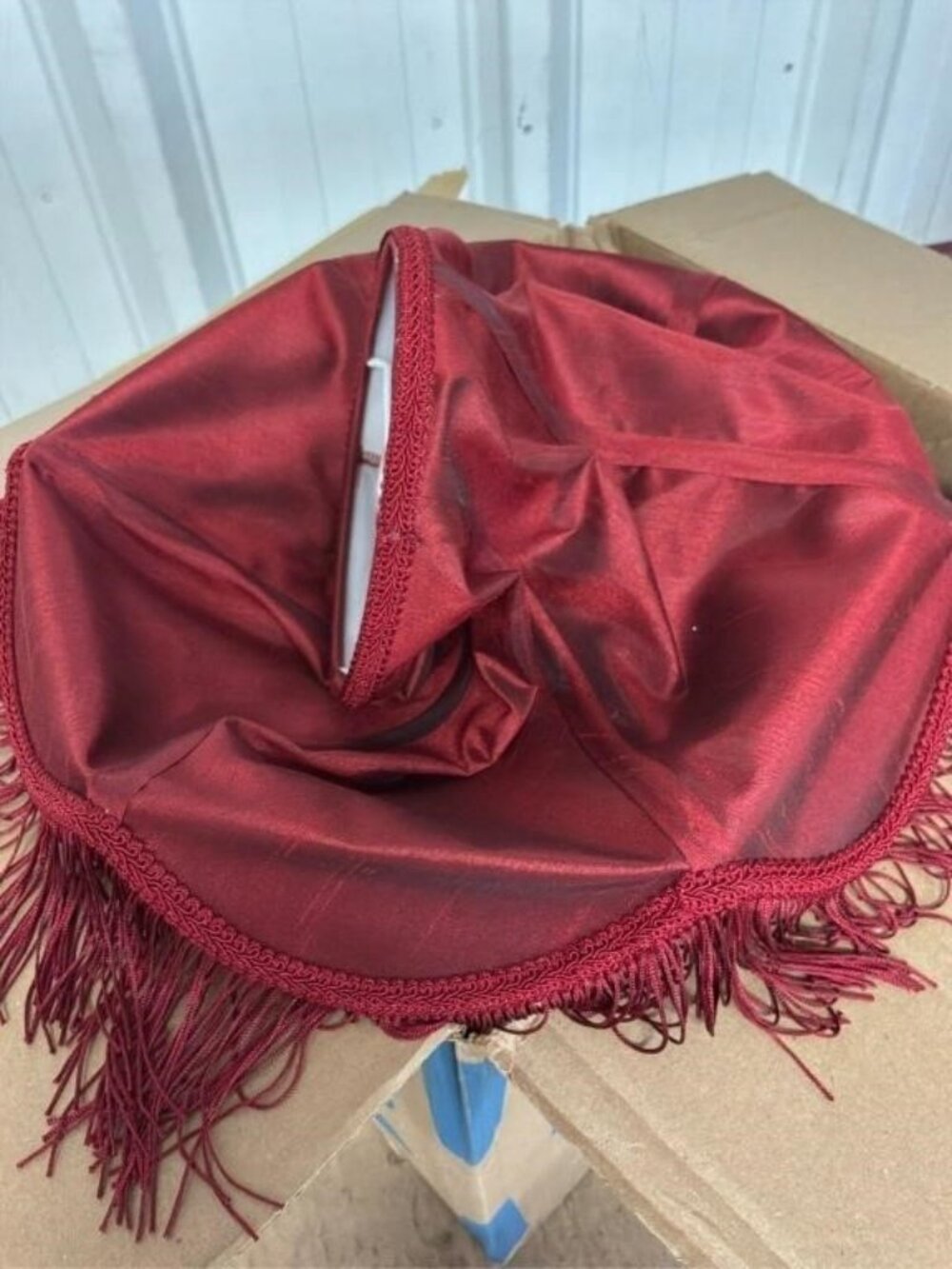 GO&SO Red Lamp Shades Set of 2, 6x13x10.6 in, Faux Silk Bell Shades w/ Fringe